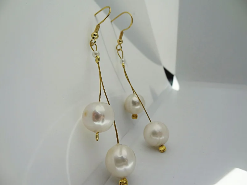 DSC08147_副本 Ohrring Süßwasser Perlen Weiße Gold 925 Sterling Silber Geschenke