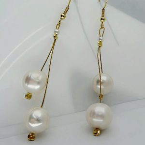 Damen Ohrringe mit großen Barockperlen aus vergoldetem Silber handgefertigt