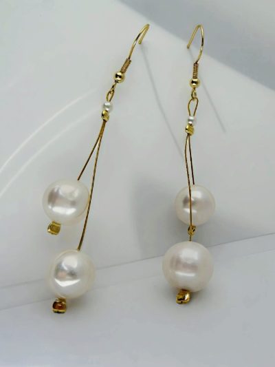 Damen Ohrringe mit großen Barockperlen aus vergoldetem Silber handgefertigt