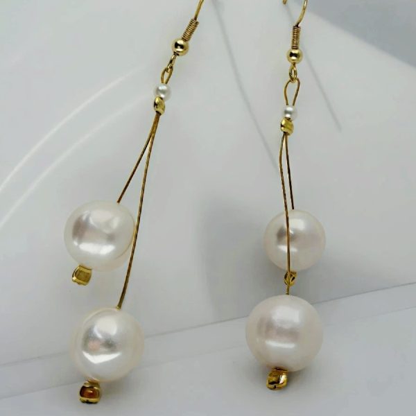 Damen Ohrringe mit großen Barockperlen aus vergoldetem Silber handgefertigt