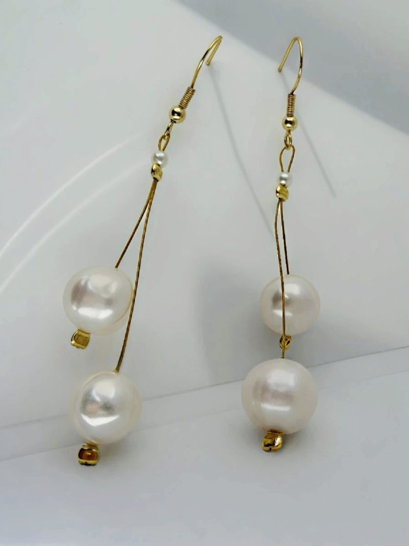 Damen Ohrringe mit großen Barockperlen aus vergoldetem Silber handgefertigt