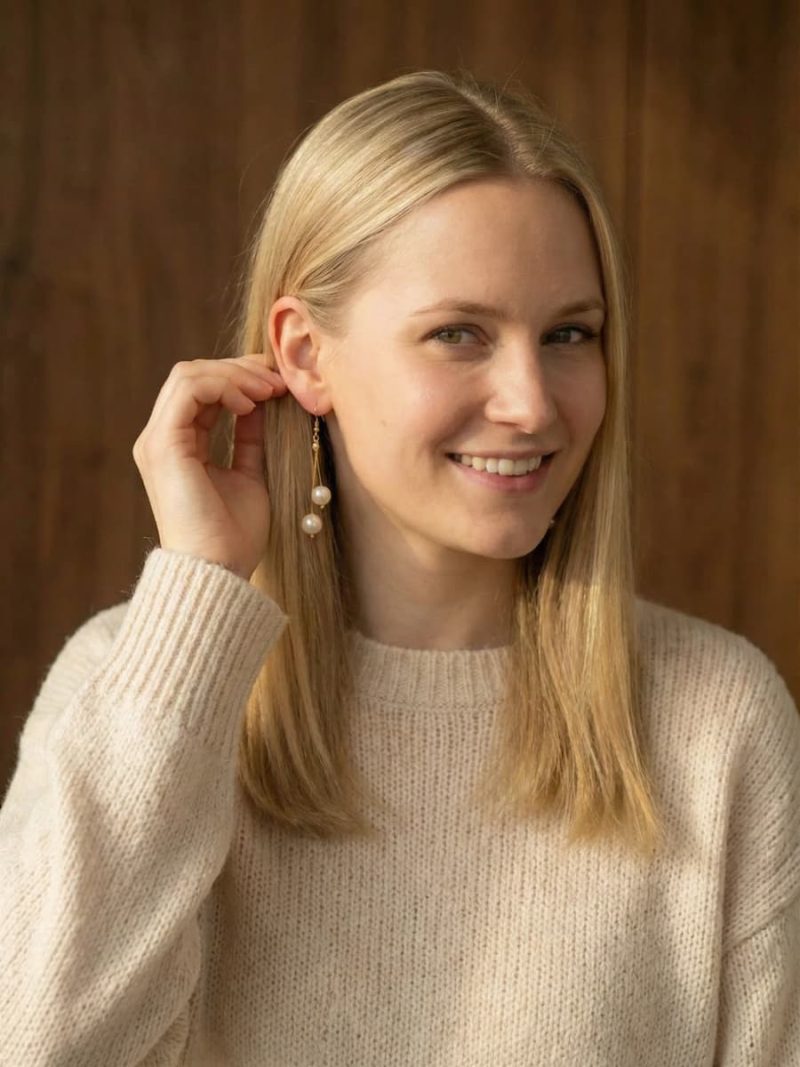 Damen Ohrringe mit großen Barockperlen aus vergoldetem Silber handgefertigt