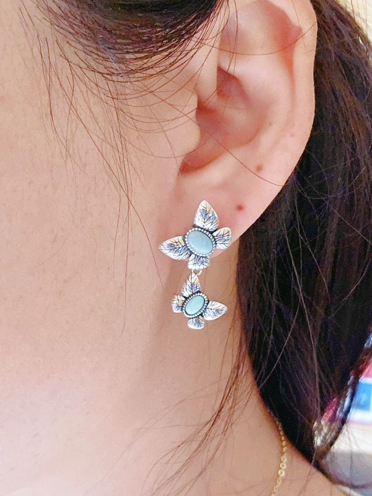 20250626_165454_副本 Ohrringe Türkis grün Schmetterling 925 Sterling Silber Vintage Design Geschenke Damen