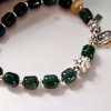 Armband-Blauwasser-Jade-08 Damen Armband Silber mit Grün Blauer Echt Stein Jade Zylinderperlen-Wohlstand und Glück Geschenke