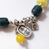 Armband-Blauwasser-Jade-09 Damen Armband Silber mit Grün Blauer Echt Stein Jade Zylinderperlen-Wohlstand und Glück Geschenke