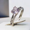 Ringe Damen Natur Stein Damenring Amethyst Lila Herz 925 Sterling Silber Damen Geschenke