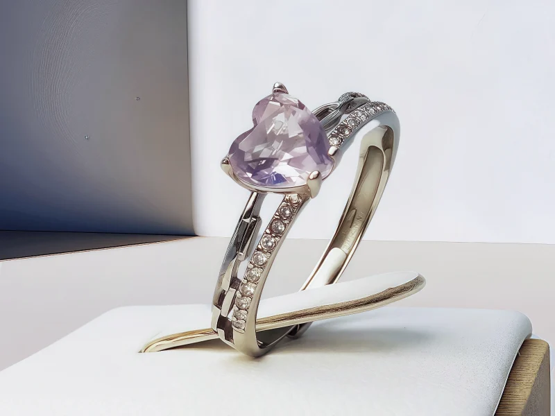 Ringe Damen Natur Stein Damenring Amethyst Lila Herz 925 Sterling Silber Damen Geschenke