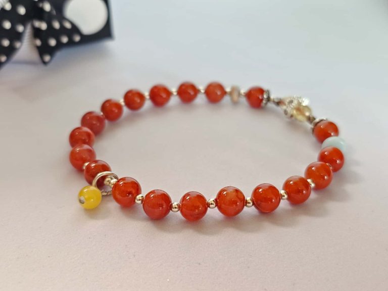 Armband Damen mit Stein roter Achat mit elastische Bänder, Liebe, Glück und Gesundheit Armband roter Achat Hauptbild