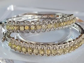 Gold Rutilquarz Armband Naturstein Armband für Geld, Erfolg Ein Paar elegante Armbänder aus Weißkupfer, besetzt mit funkelnden goldfarbenen Rutilquarzen (Goldhaarstein)
