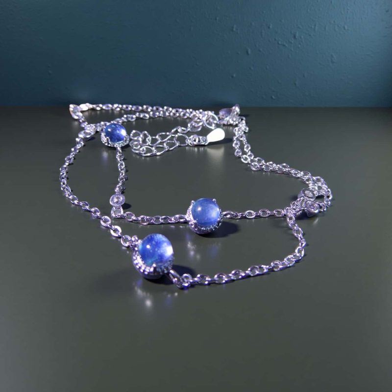 Amband-Aquamarin-Stern-Stahl-02 Armband Aquamarin Zirkonia Double Kette
