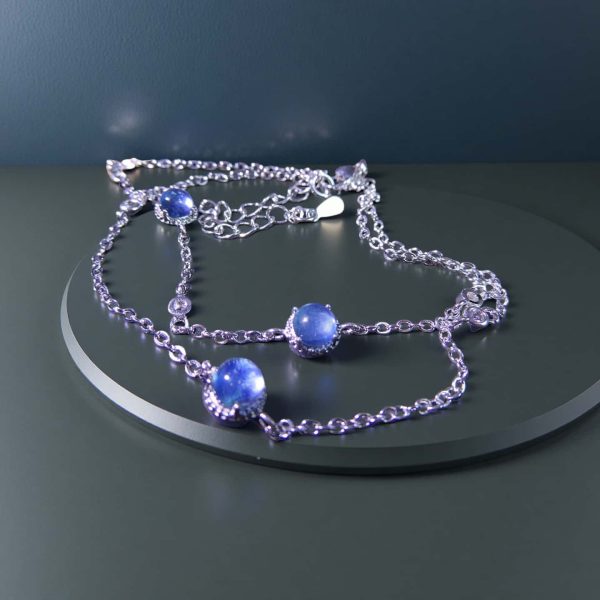 Armband Aquamarin Zirkonia Double Kette Geschenke