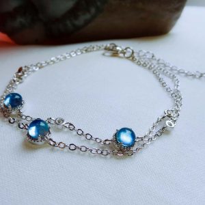 Amband-Aquamarin-Stern-Stahl-05 Armband Aquamarin Zirkonia Double Kette