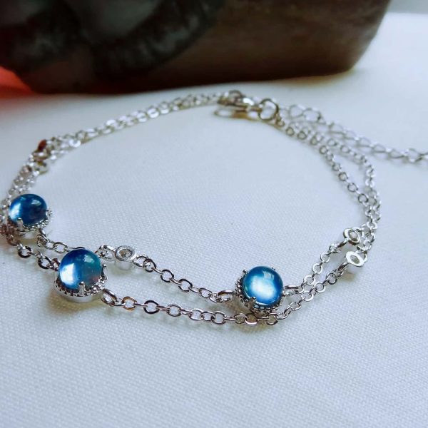 Armband Aquamarin Zirkonia Double Kette