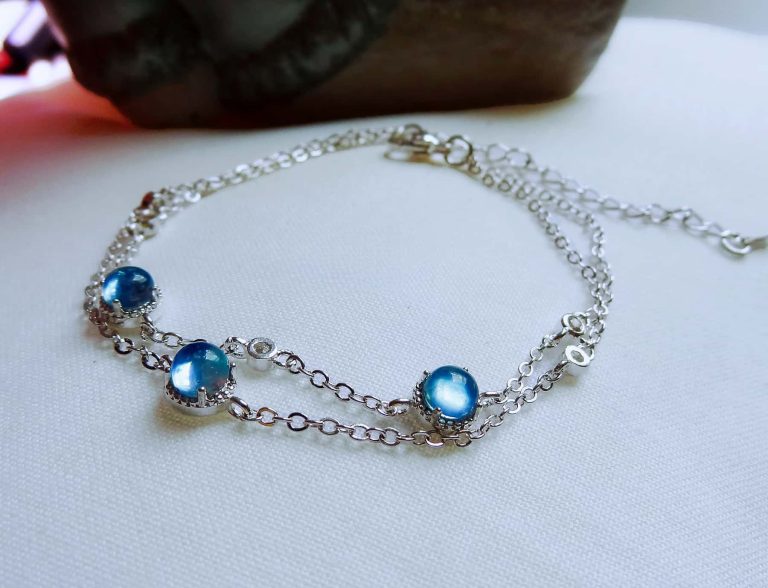 Armband Damen mit Stein Aquamarin Doppel-Kette Sternfall Design Armband Aquamarin Zirkonia Double Kette
