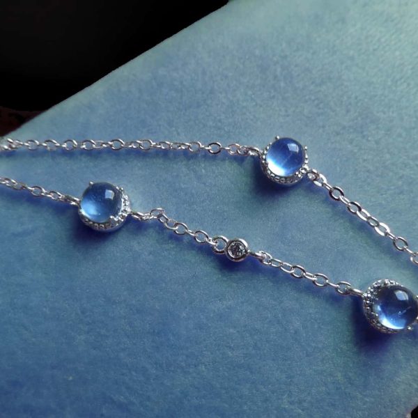 Armband Aquamarin Zirkonia Double Kette