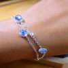 Amband-Aquamarin-Stern-Stahl-08 Armband Aquamarin Zirkonia Double Kette