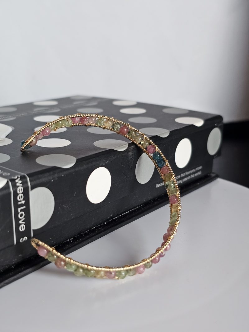 Amband-Tourmalin-6mm-02 Armband Turmalin Drahtarmband Regenbogen Bonbonfarben offenes Design
