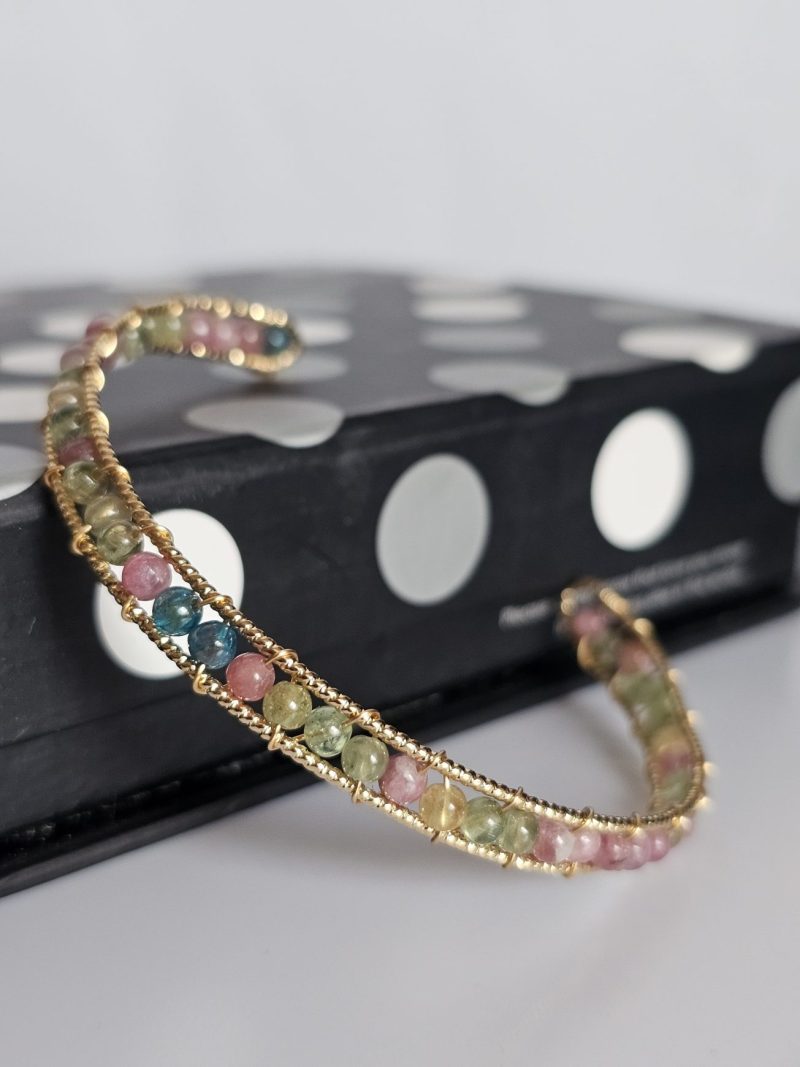 Armband Turmalin Drahtarmband Regenbogen Bonbonfarben offenes Design