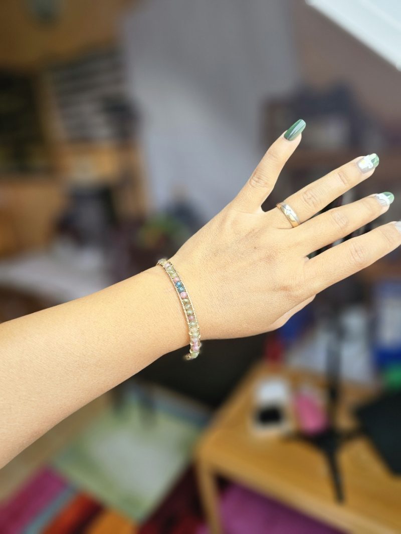Amband-Tourmalin-6mm-06 Armband Turmalin Drahtarmband Regenbogen Bonbonfarben offenes Design