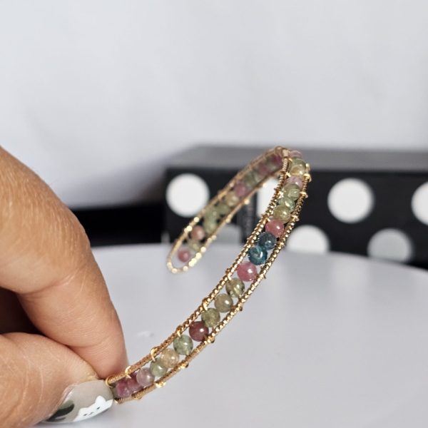 Armband Turmalin Drahtarmband Regenbogen Bonbonfarben offenes Design