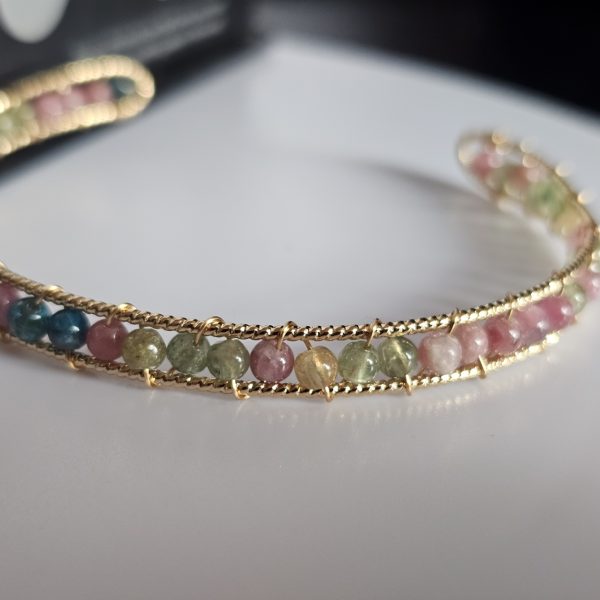 Armband Turmalin Drahtarmband Regenbogen Bonbonfarben offenes Design