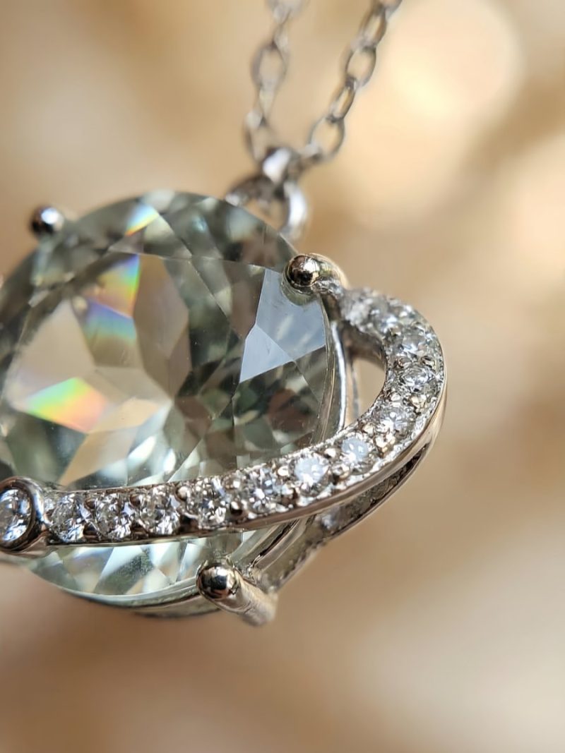 Anhanger-Planaten-09 Silber Halsanhänger mit Stein Quarz Kristall Planetenanhänger