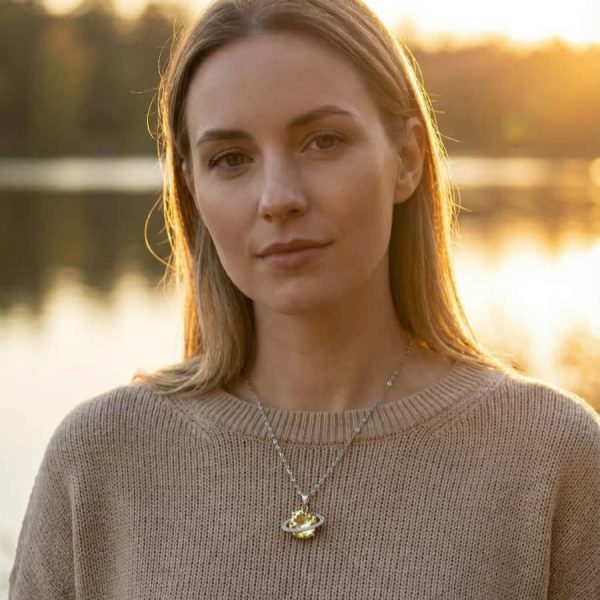 Anhanger-Planaten-10 Silber Halsanhänger mit Stein Quarz Kristall Planetenanhänger