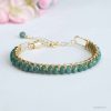 Armband-Blauwasser-Jade-04 Jade Naturstein Damenarmreif türkisgrün vergoldeter Draht