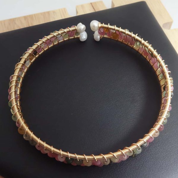 Tourmalin Armreif 14k-vergoldet