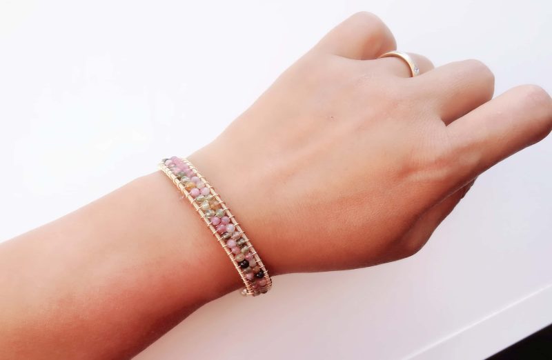 Armband-TourmalinPerlen-07 Tourmalin Armreif 14k-vergoldet