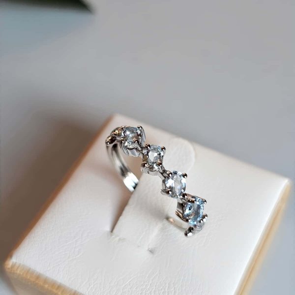 Modeschmuck Ring, Hochwertige Schmuck Ring, Aquamarin Damenring Verlobt Ring, Naturstein Ring, Naturstein Schmuck, blaue Ring, Ring mit Blaustein