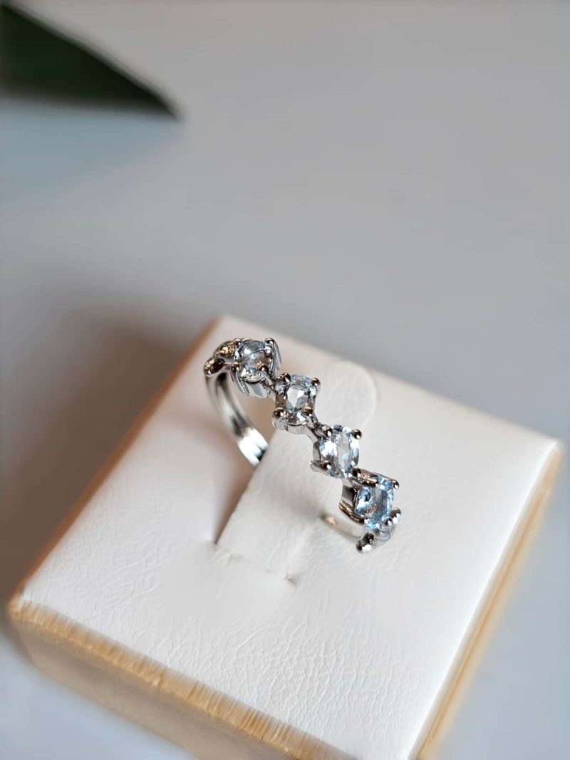 Modeschmuck Ring, Hochwertige Schmuck Ring, Aquamarin Damenring Verlobt Ring, Naturstein Ring, Naturstein Schmuck, blaue Ring, Ring mit Blaustein
