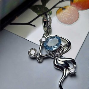 Topas Anhänger Damen, Quallen Ozean Design für Weiseheit