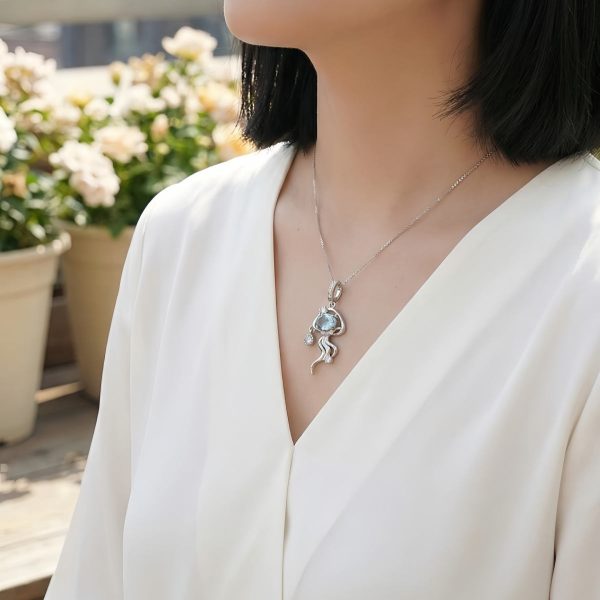 HA-TDS-03-3 Topas Anhänger Damen, Quallen Ozean Design für Weiseheit