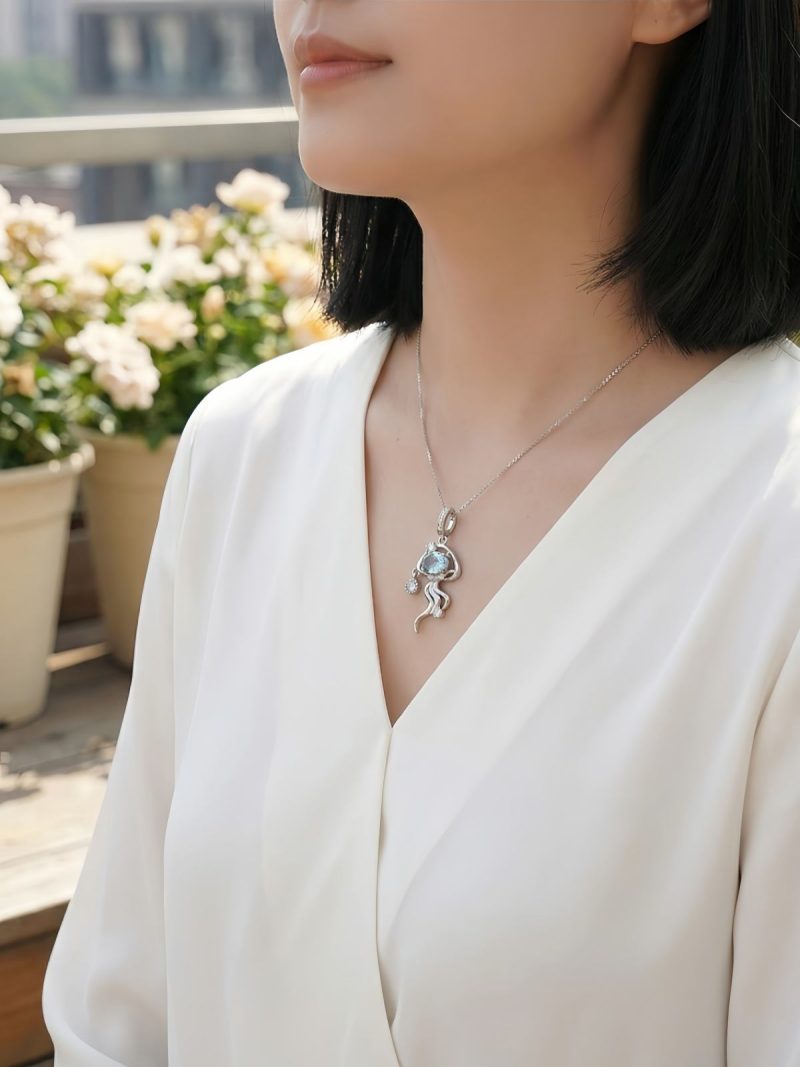 HA-TDS-03-3 Topas Anhänger Damen, Quallen Ozean Design für Weiseheit