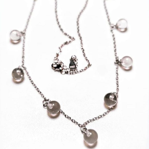 Halskette-HK0002-08 925er Silber Sternenlicht Halskette mit Weißkristall