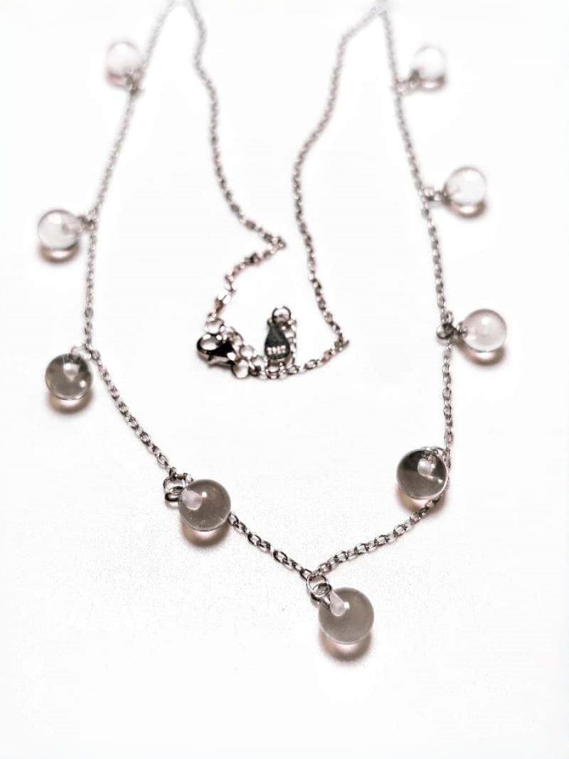 Halskette-HK0002-08 925er Silber Sternenlicht Halskette mit Weißkristall