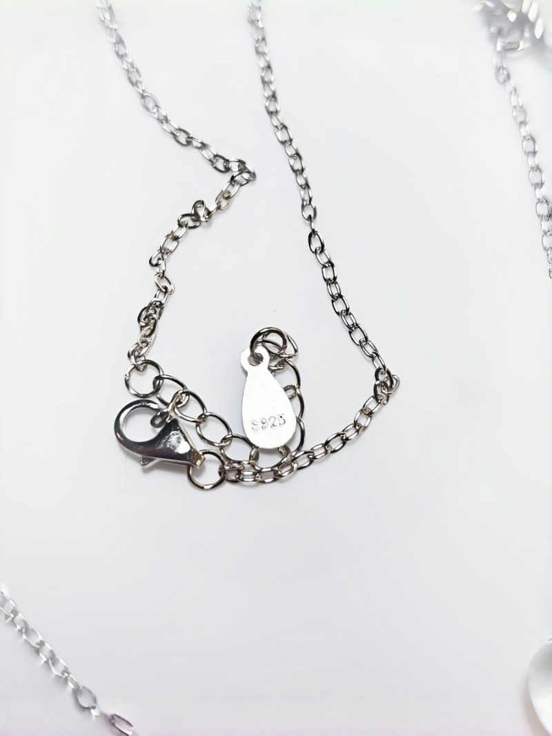 Halskette-HK0002-09 925er Silber Sternenlicht Halskette mit Weißkristall