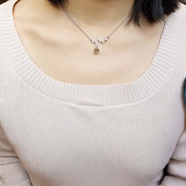 Herzschlag-HK015-02 Moderne Damen Halskette Herzschlag Design