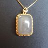 Hetian-Yanzi-Kette-01 Halsanhänger Jade Lila Grau mit Kette 925 Sterling Silber Vergoldet Geschenke