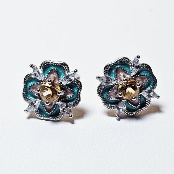 Ohring-BlaueEmaille-Gelberquarz