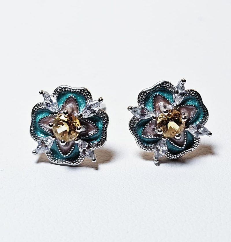 Ohring-BlaueEmaille-Gelberquarz-01 Ohring-BlaueEmaille-Gelberquarz