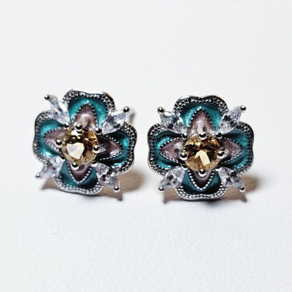 Ohring-BlaueEmaille-Gelberquarz