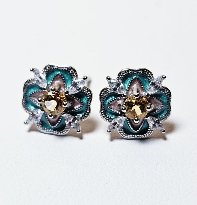 Ohring-BlaueEmaille-Gelberquarz-02 Ohring-BlaueEmaille-Gelberquarz