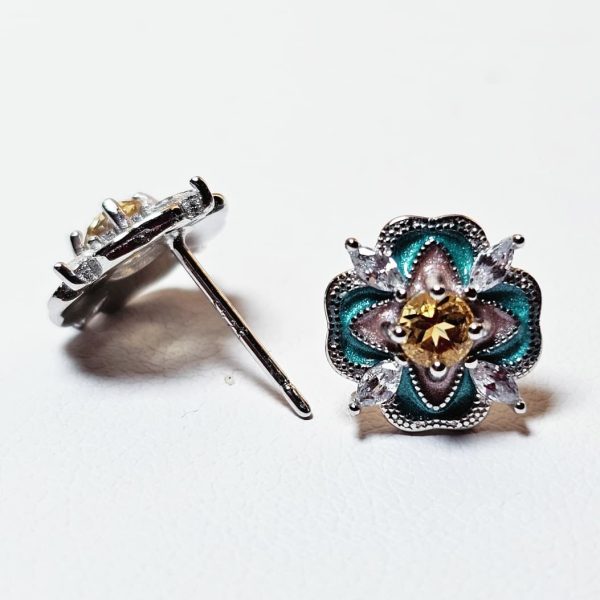 Ohring-BlaueEmaille-Gelberquarz