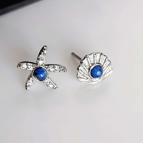 Ohrringe Ohrstecker Ocean S925 Nadeln Lapislazuli Meer Ocean