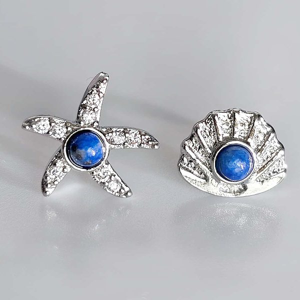 Ohrringe Ohrstecker Ocean Silber Nadel Lapislazuli Meer Ocean