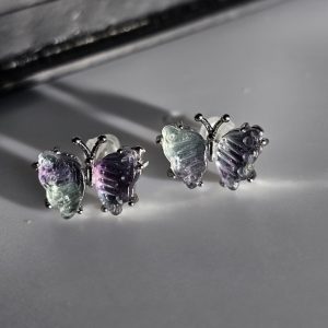 Ohrring-Schmetterling2-05 Modeschmuck Ohrstecker Fluorite Schmetterling mit Silber Stift