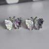 Ohrring-Schmetterling2-06 Ohrstecker Damen Modeschmuck Fluorite Stein Blau Schmetterling Geschenke für Sie