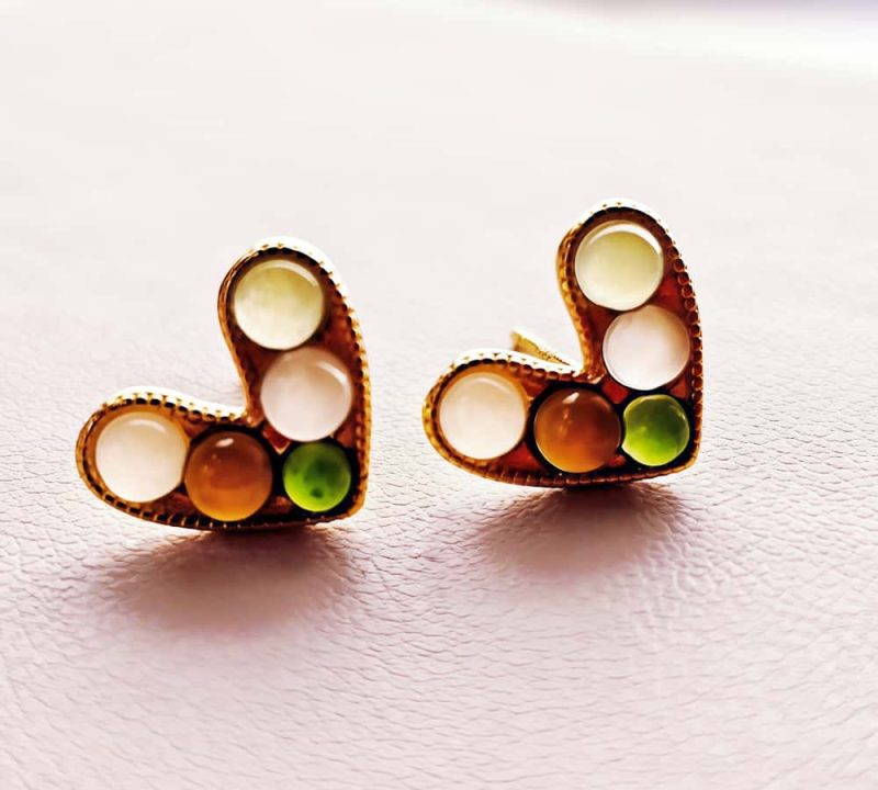 Ohrstecker-Herz-01 Ohrstecker Jade Herz Design mit Verschiedenen Farbe